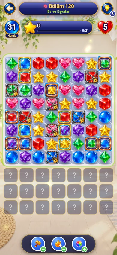 Swap neighbouring pieces to line up three or more. Bigger matches create pieces with bigger effects.